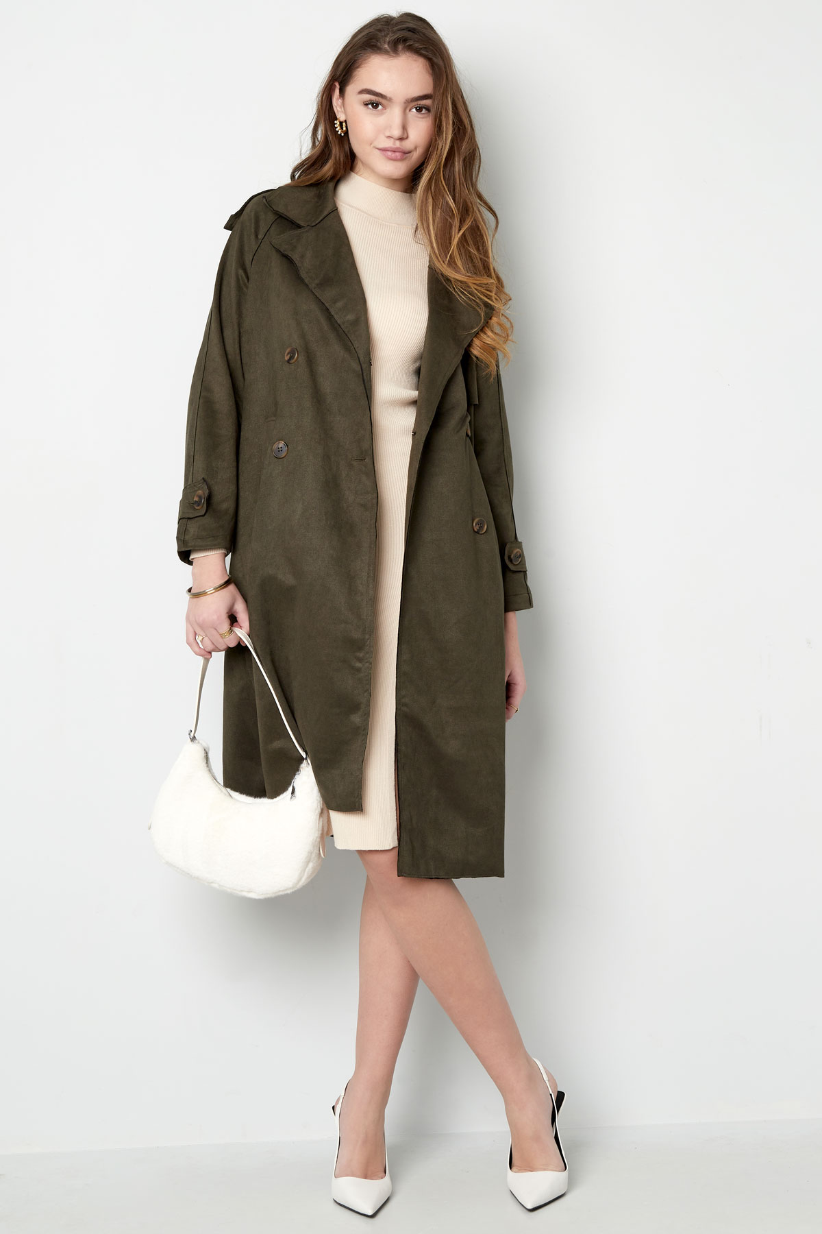 Classic trench coat suede - black M h5 Picture9